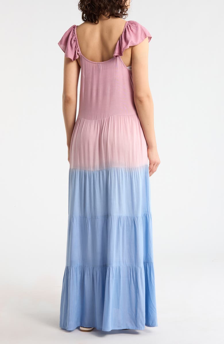 BOHO ME Ombré Flutter Sleeve Cover-Up Maxi Dress, Alternate, color, Mauve