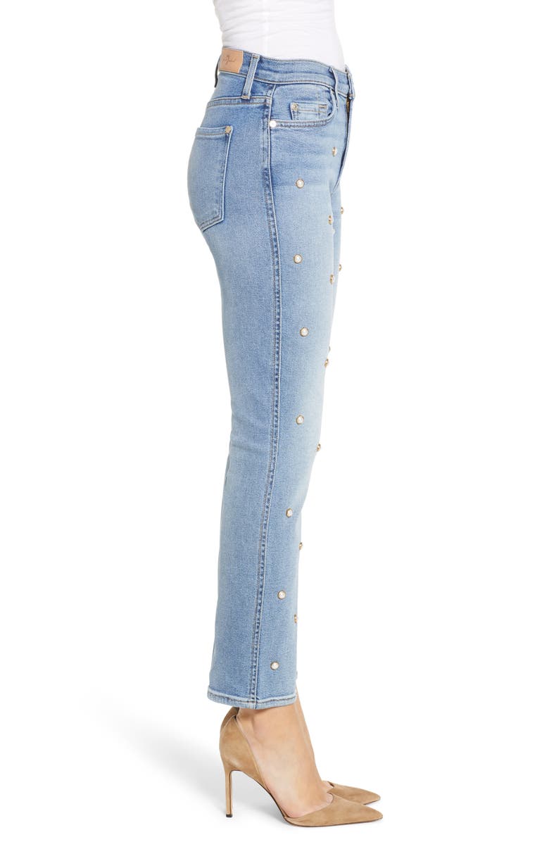 7 For All Mankind <sup>®</sup> Edie Faux Pearl Detail Ankle Jeans, Alternate, color, 