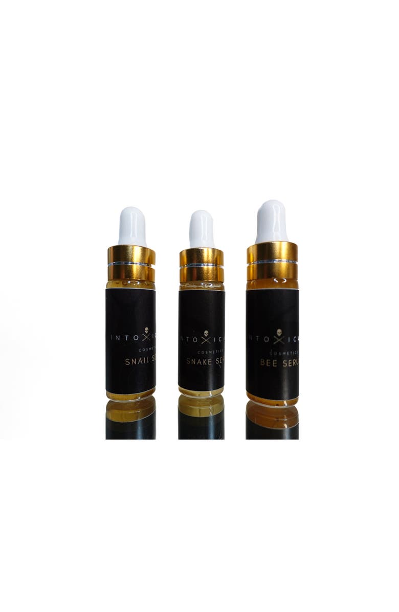 Intoxicated Cosmetics Mini Set (Mini Bee, Mini Snake, Mini Snail) | Hydrating | Anti-Aging Skincare Sampler | Purified Bee Venom, Vegan Snake Venom Peptides, Vegan Snail Mucin Peptides, Alternate, color, NO COLOR
