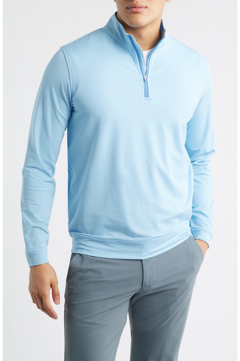 Perth Sugar Stripe Quarter Zip Performance Pullover, Main, color, BLUEBIRD
