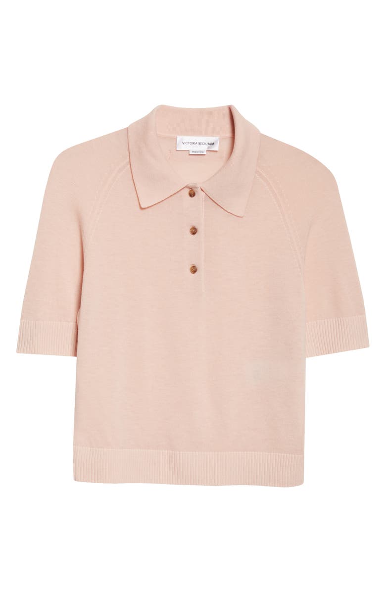 Victoria Beckham Extrafine Merino Wool Polo, Main, color, Pale Rose