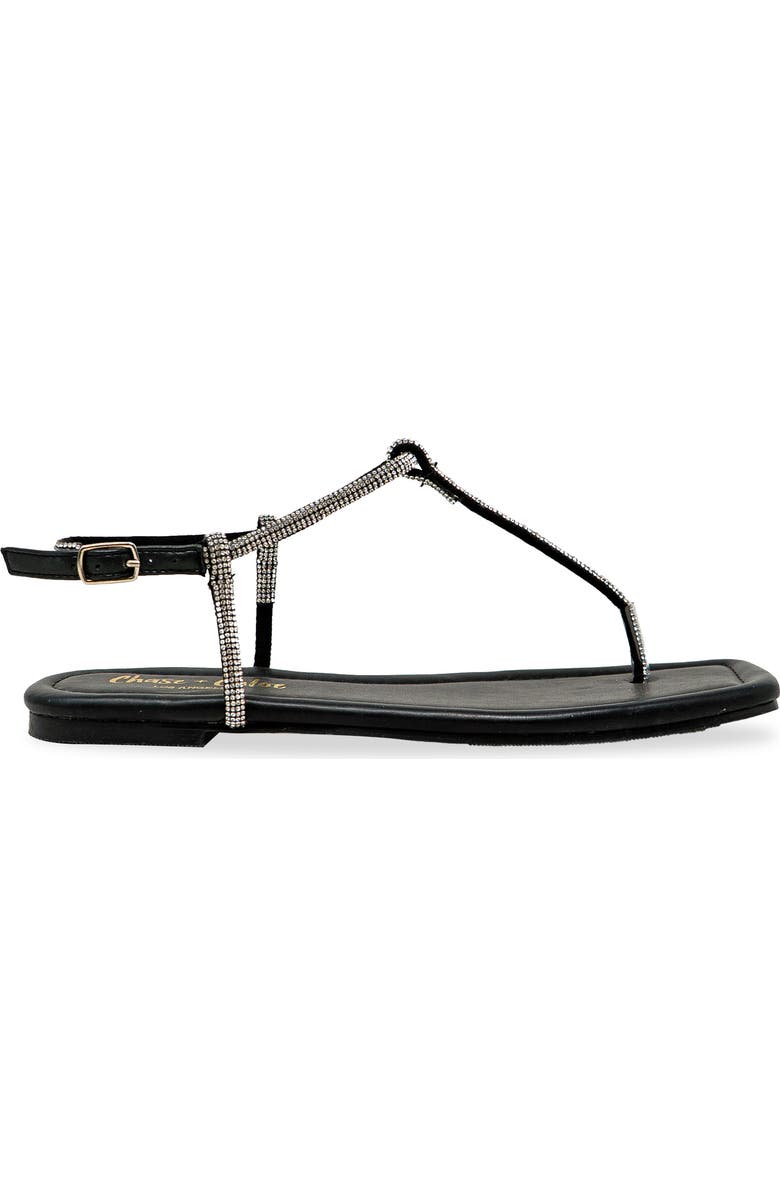 CHASE AND CHLOE Rhinestone T-Strap Sandal, Alternate, color,