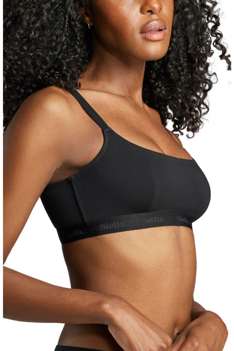 Organic Cotton Scoop Neck Bra, Alternate, color, Black