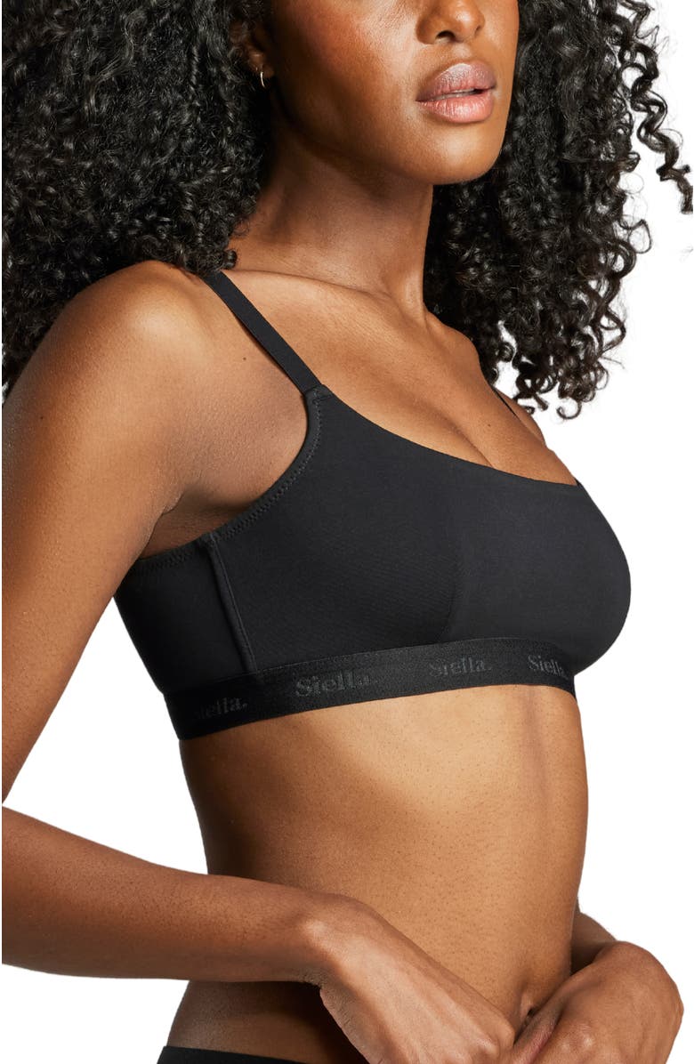 Siella Organic Cotton Scoop Neck Bra, Alternate, color, Black