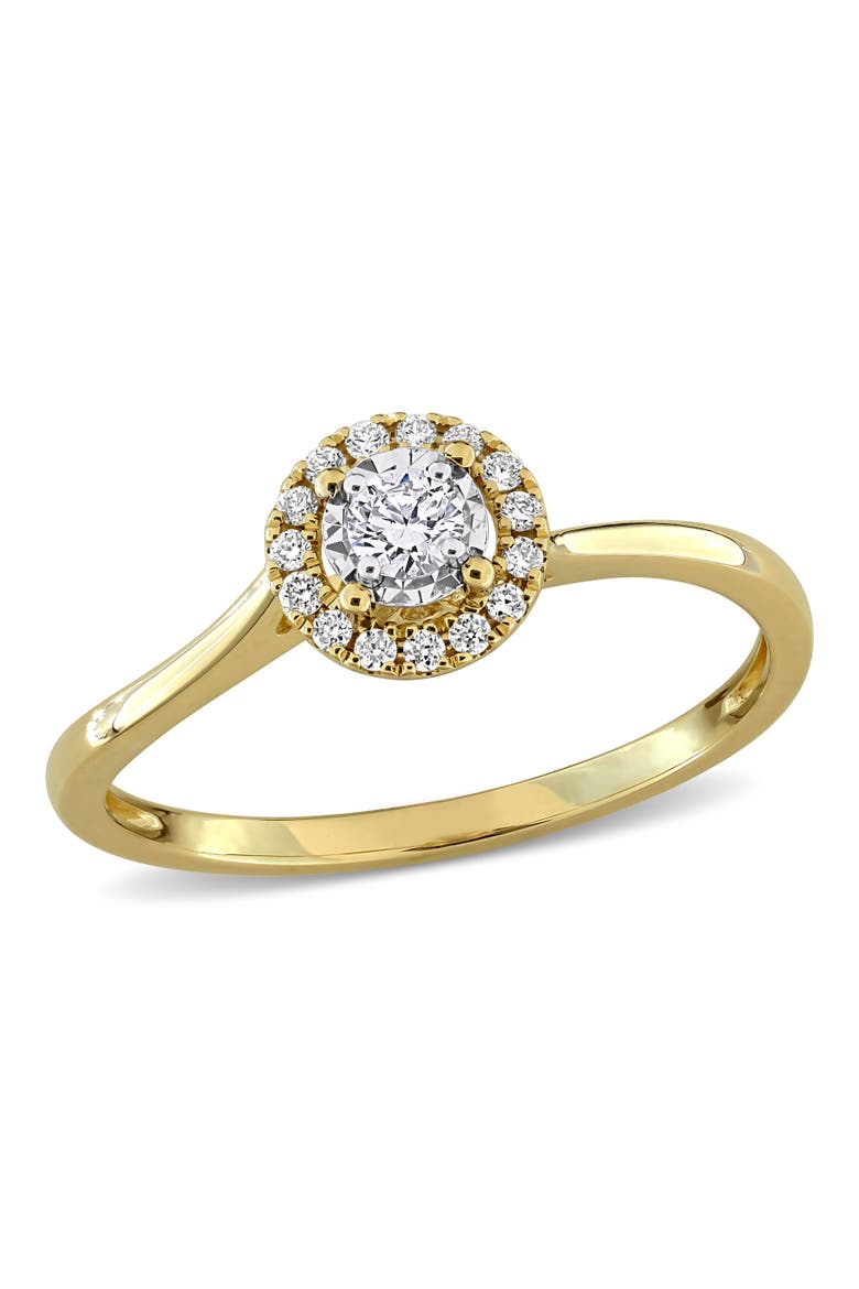 Lab-Grown Diamond Halo Engagement Ring 14k, Main, color, Yellow Gold