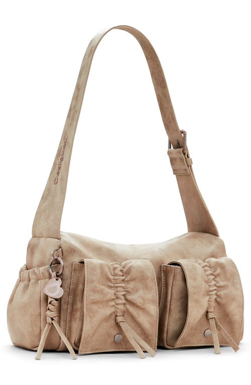 Desigual Faux Leather Shoulder Bag In Sand