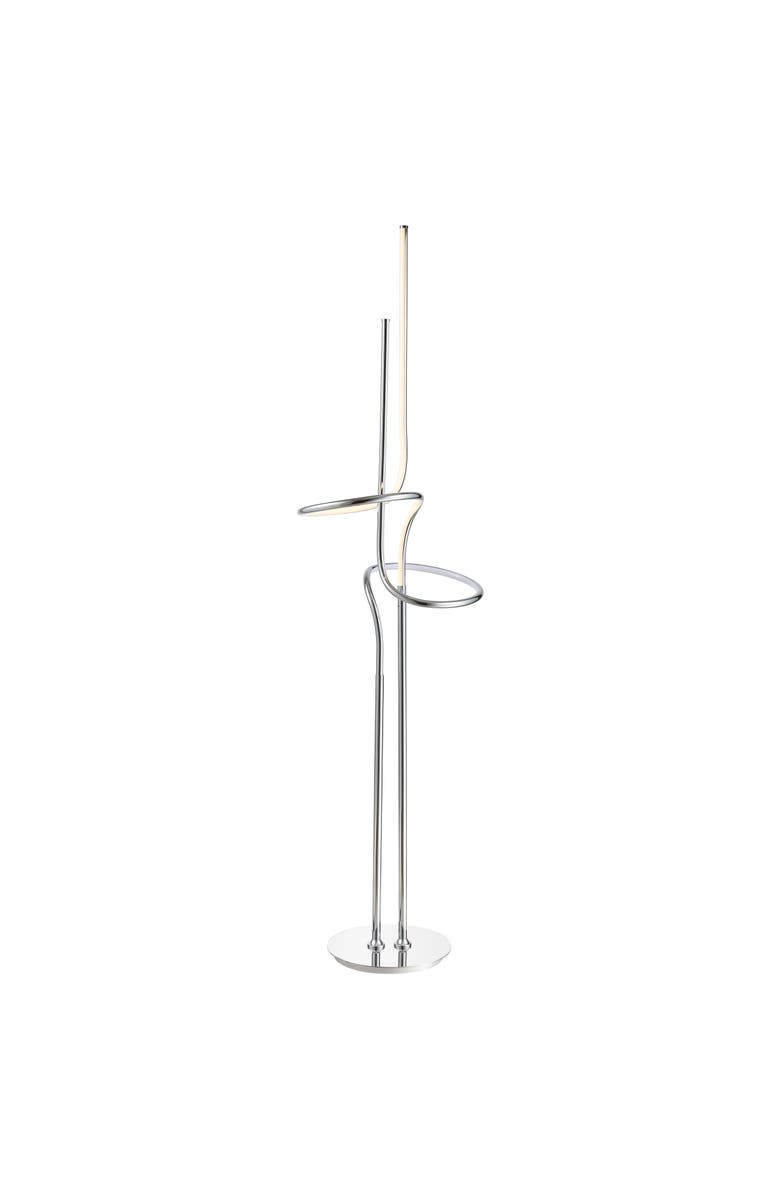 JONATHAN Y Sketch 64" Minimalist Dimmable Metal Integrated LED Floor Lamp, Alternate, color, Chrome