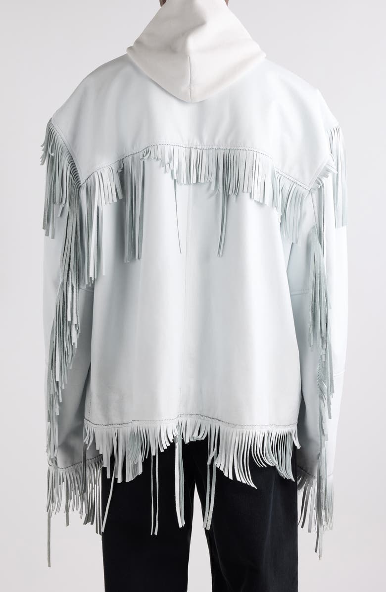 Balenciaga Fringe Leather Hooded Jacket, Alternate, color, 9000 White