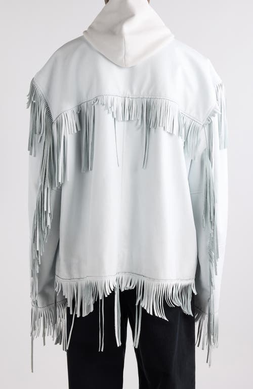 Balenciaga Fringe Leather Hooded Jacket In White