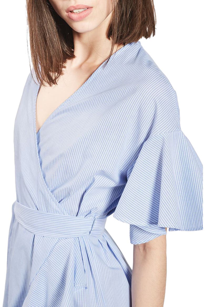 Stripe Wrap Dress, Alternate, color, BLUE