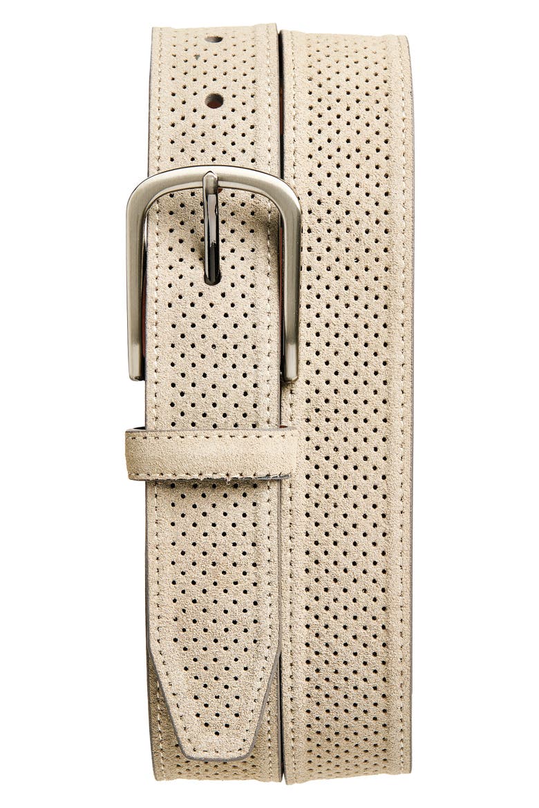 Perforated Suede Belt, Main, color, GRAY NUBUCK
