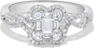 Ancona Fine Jewelry Floral Baguette Diamond Cluster Ring in 14K White Gold