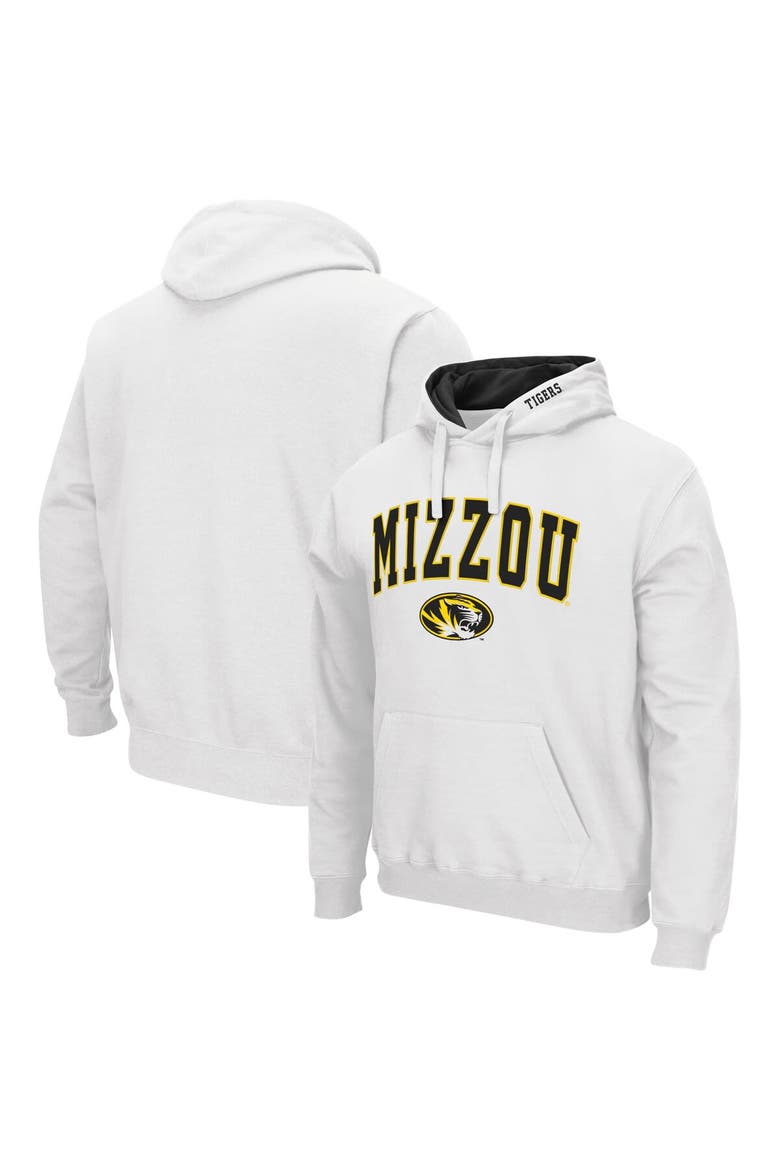 Men's Colosseum White Missouri Tigers Arch & Logo 3.0 Pullover Hoodie, Main, color, White