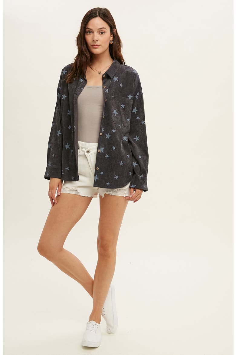 Star Corduroy Shirt Jacket, Alternate, color, M NAVY