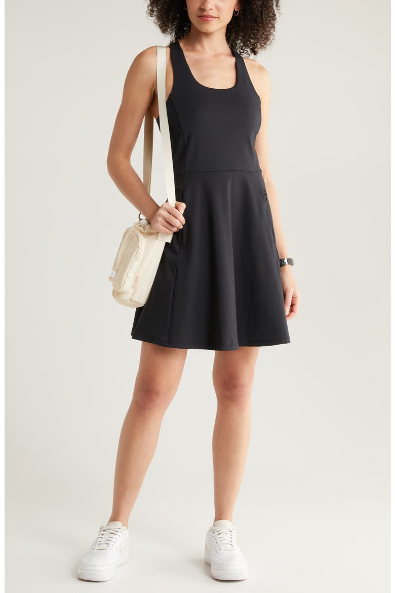 Daybreak Cross Back Tennis Dress, Alternate, color, BLACK