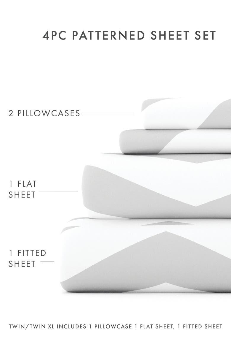 HOMESPUN Premium Ultra Soft Arrow 4-Piece Sheets Set, Alternate, color, Gray