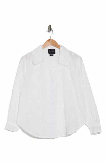 Floral Appliqué Cotton Button-Up Shirt