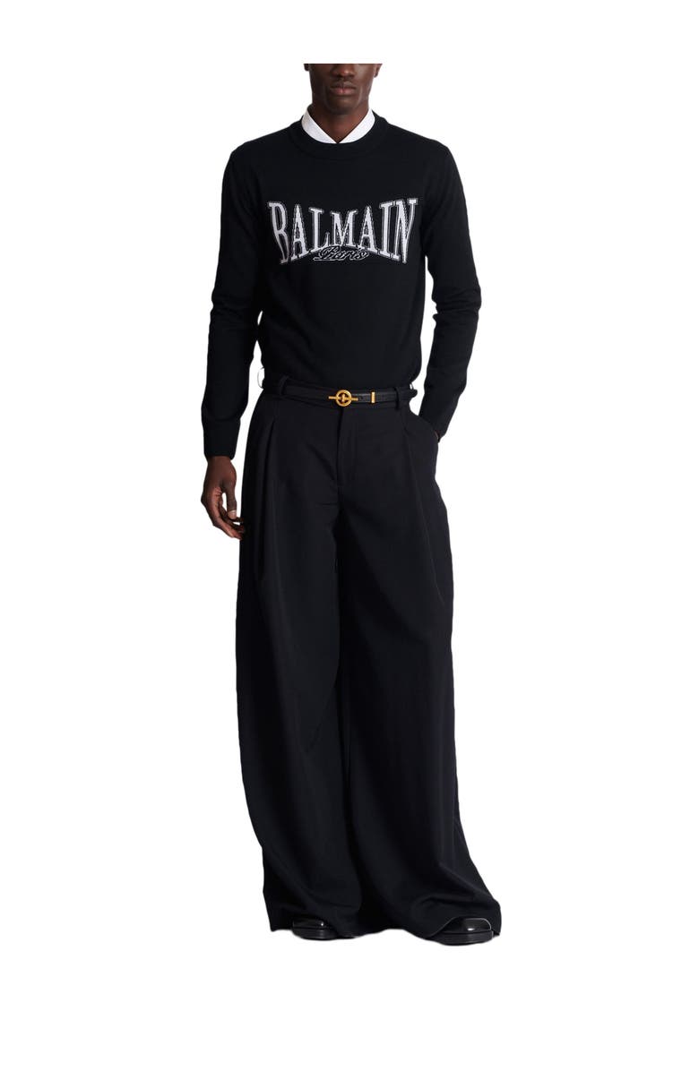 Balmain College jacquard knit jumper, Alternate, color, Black