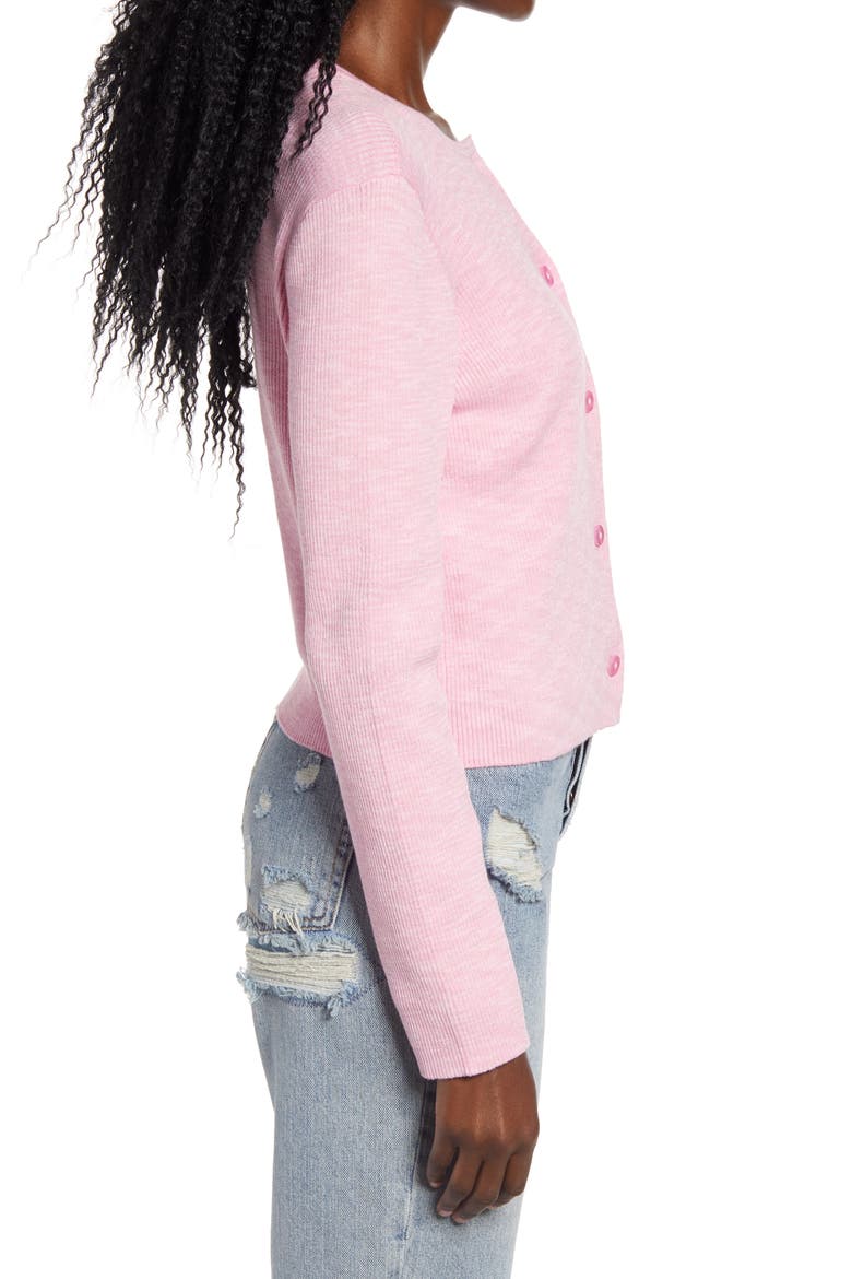 Not Your Basic Ribbed Cardigan, Alternate, color, PINK BLOOM KARA SPACEDYE