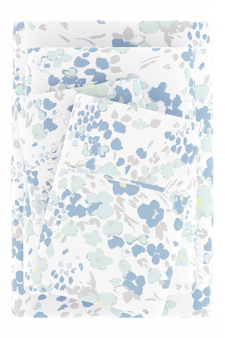 HOME SPUN Premium Ultra Soft Violets Pattern 4-Piece Bed Sheets Set, Alternate, color, LIGHT BLUE