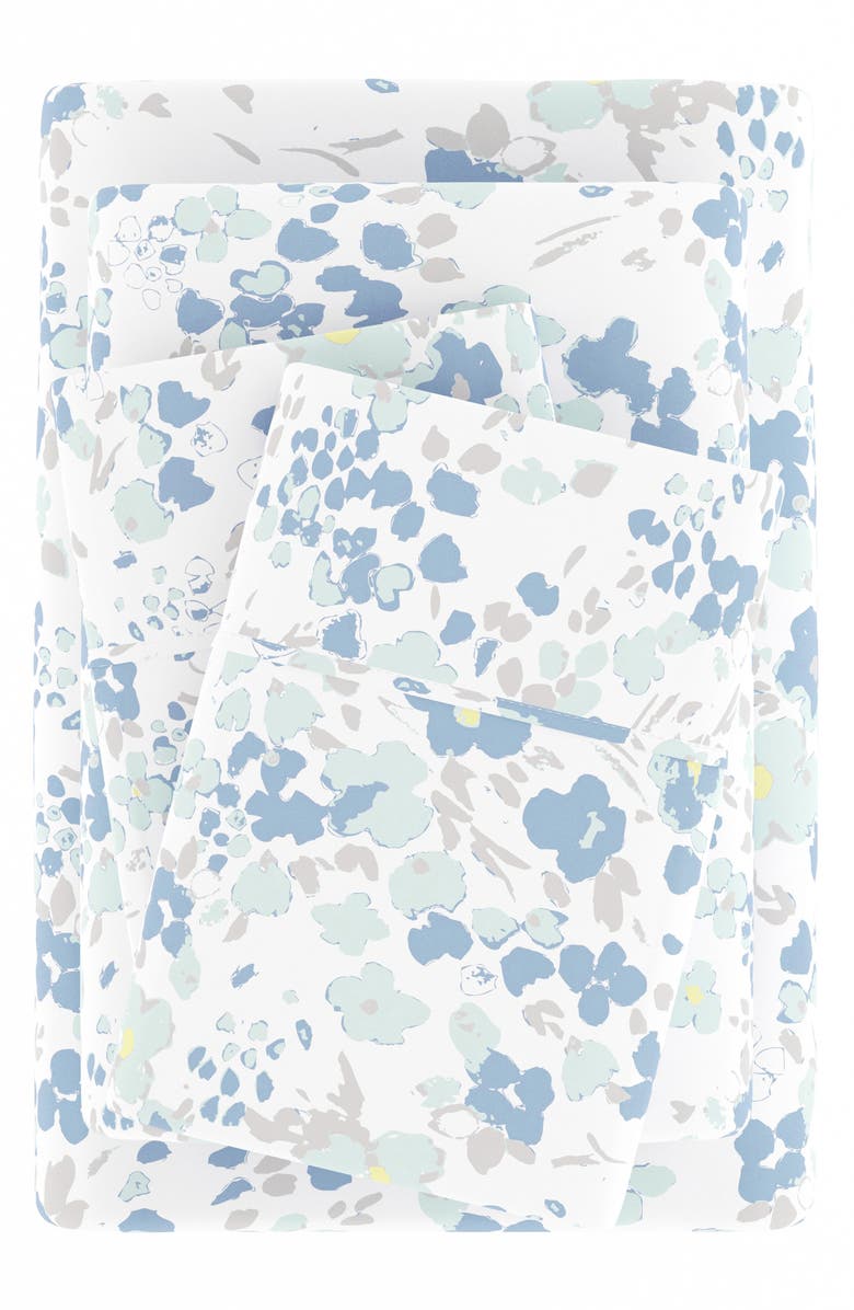 HOMESPUN HOME SPUN Premium Ultra Soft Violets Pattern 4-Piece Bed Sheets Set, Alternate, color, Light Blue