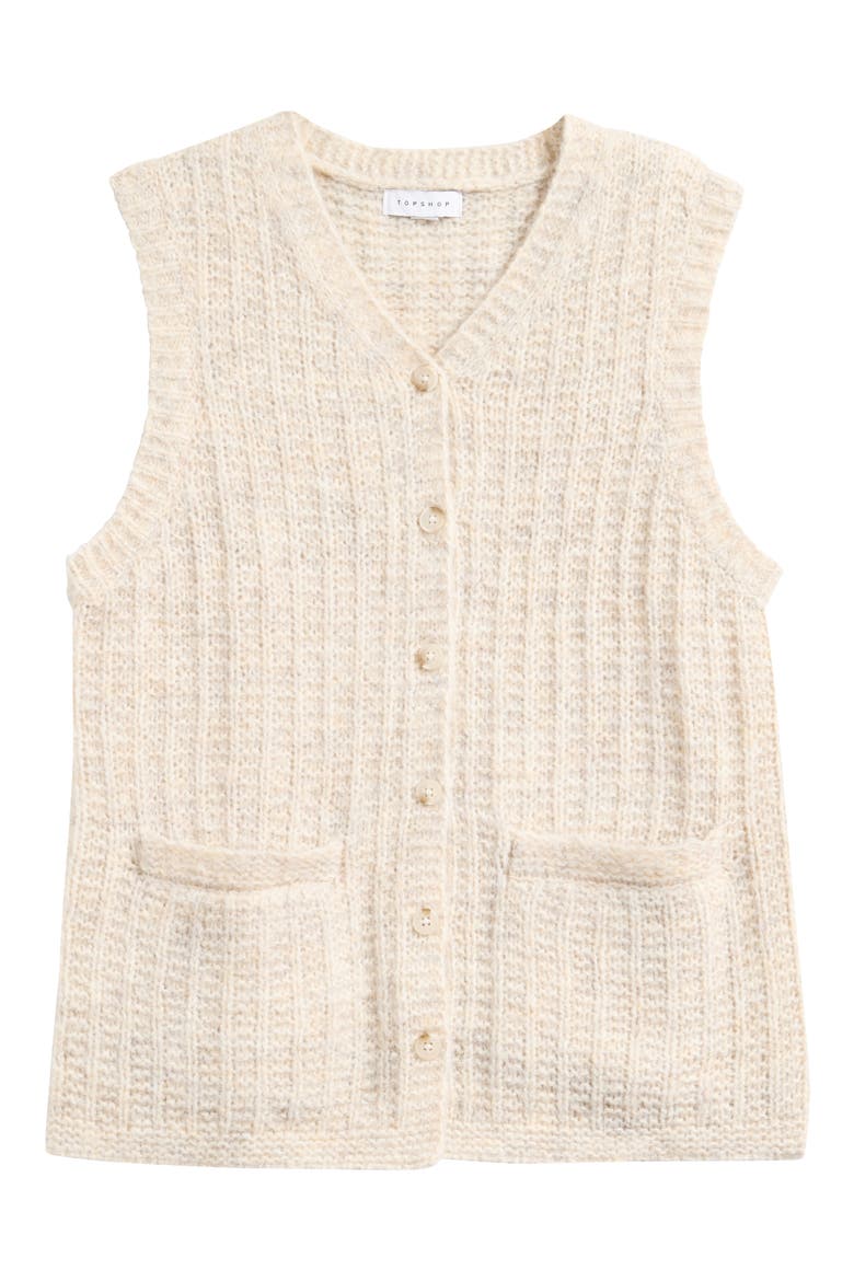 Sleeveless Knit Cardigan, Alternate, color, STONE