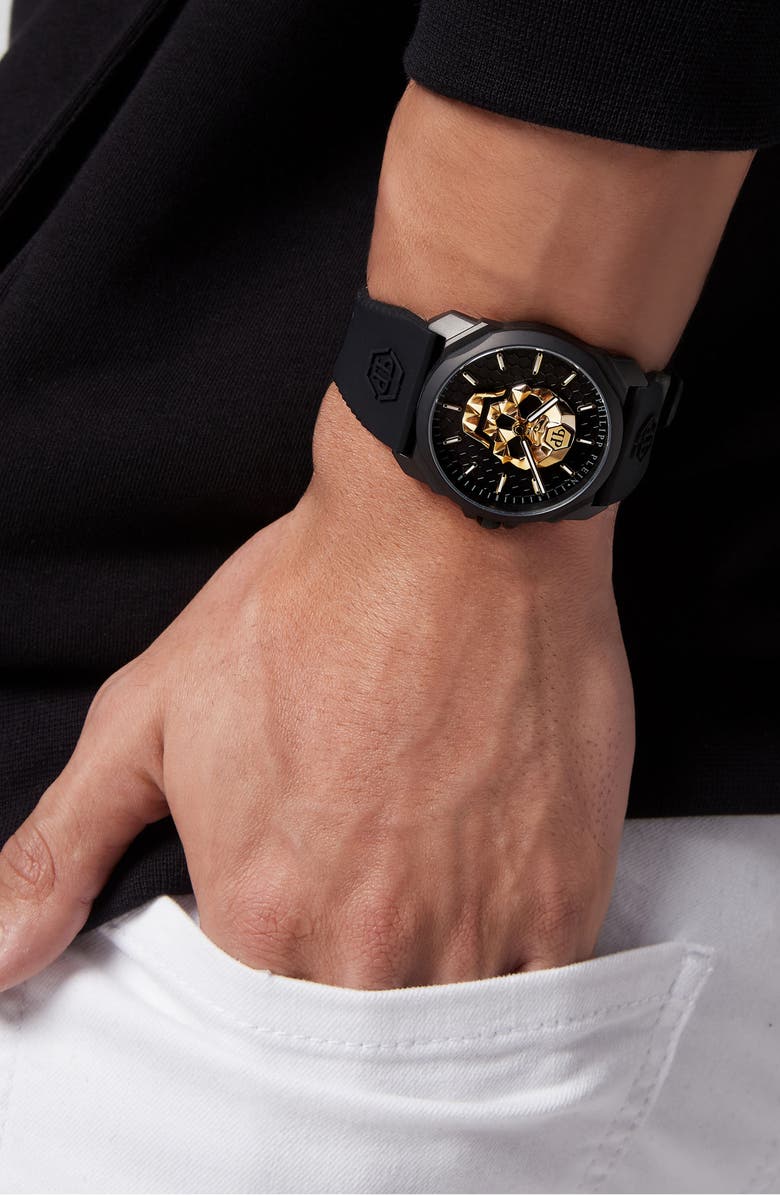 PHILIPP PLEIN The $kull Silicone Strap Watch, 44mm, Alternate, color, 