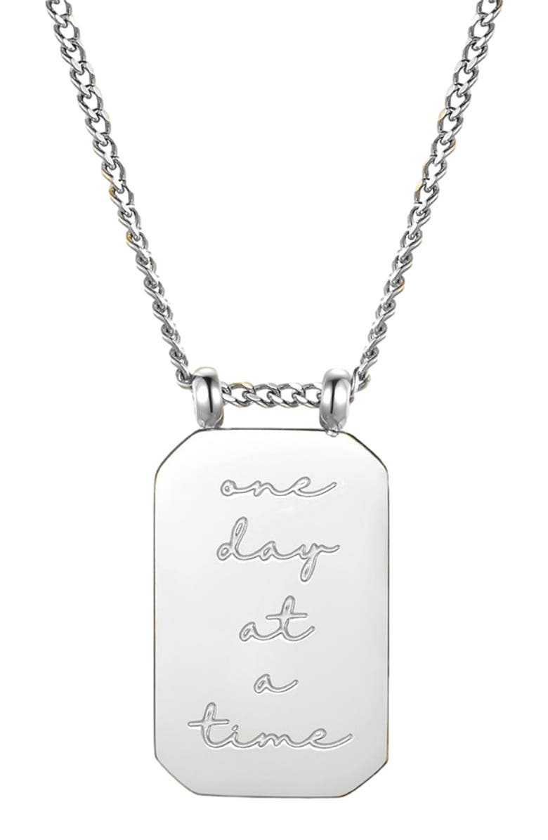 Mantra One Day At A Time - Necklace, Main, color, Silver