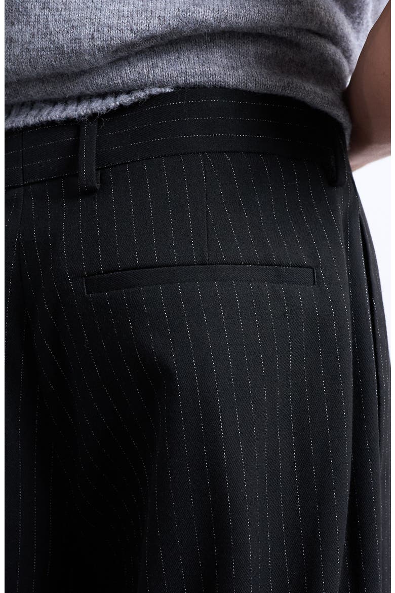 Pinstripe Wide Leg Pants, Alternate, color, BLACK