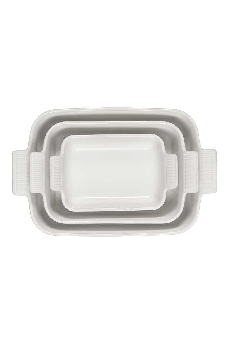 The Heritage Set of 3 Rectangular Baking Dishes, Alternate, color, WHITE