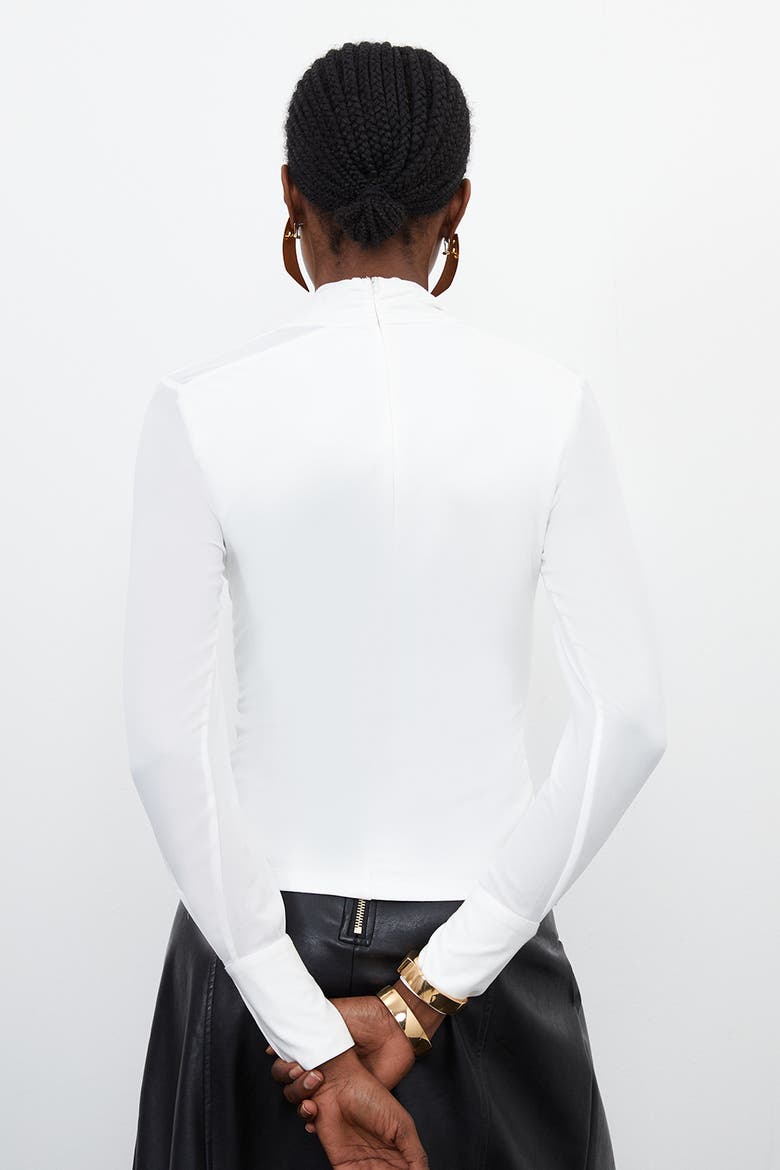 Jersey And Georgette Mix High Neck Top, Alternate, color, Ivory