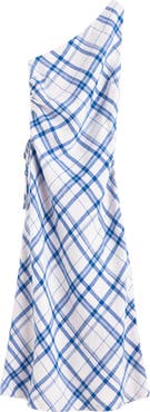 Madewell Ruched One-Shoulder Linen Midi Dress
