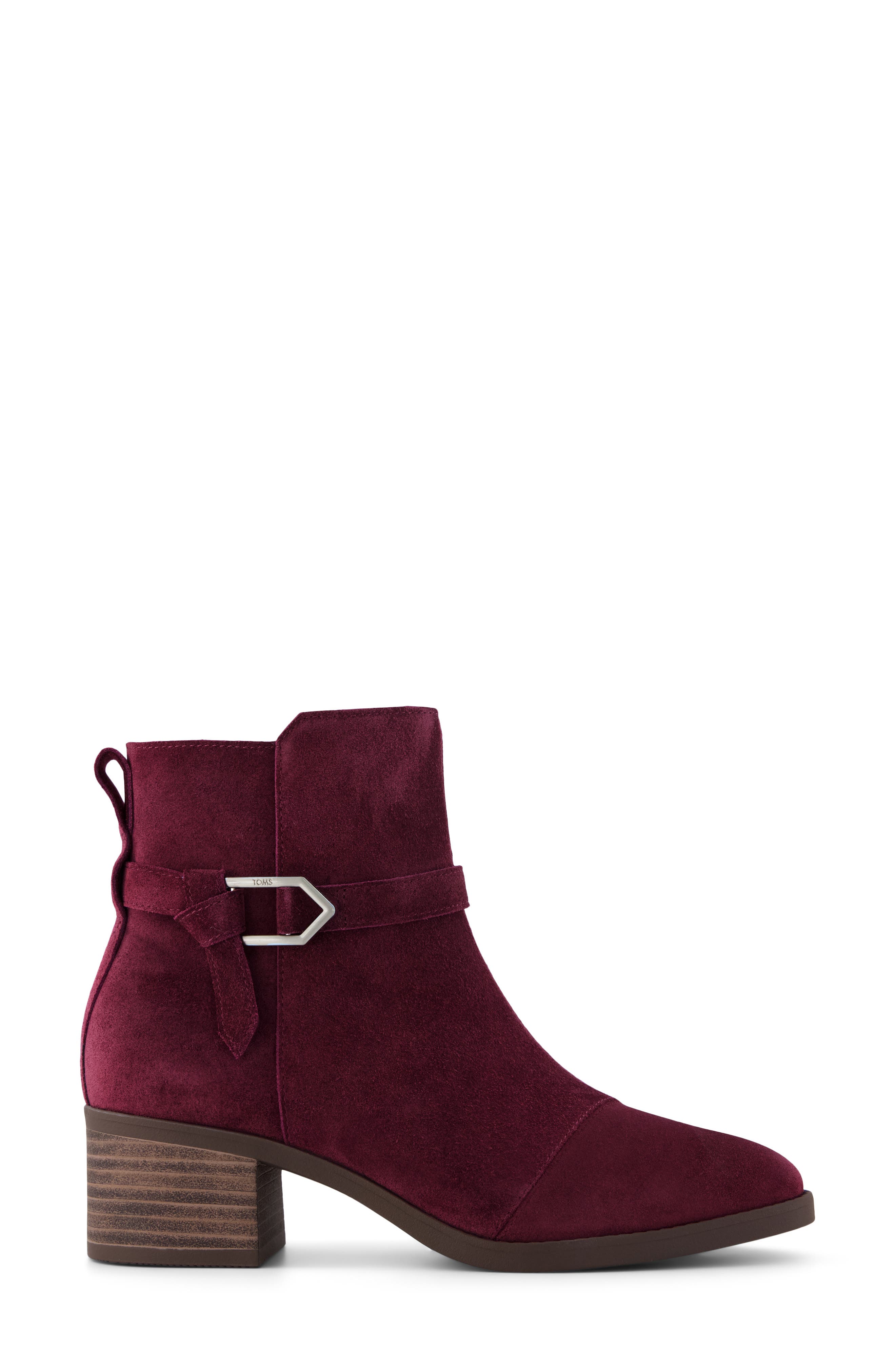 Suede Ankle Bootie, Alternate, color, DARK RED