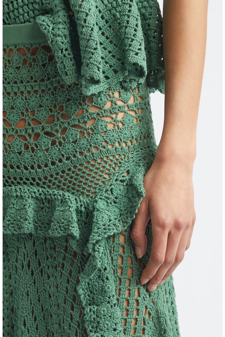 Floretta Crochet Maxi Skirt, Alternate, color, SEA GLASS