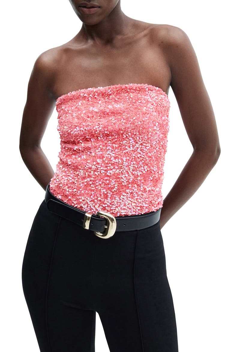 Strapless Sequin Bodysuit, Main, color, PINK