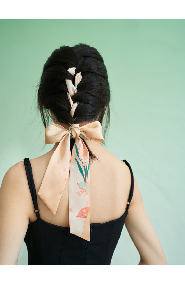 Lost Pattern "Fanfare Breeze" Silk Skinny Scarf, Alternate, color, Yellow