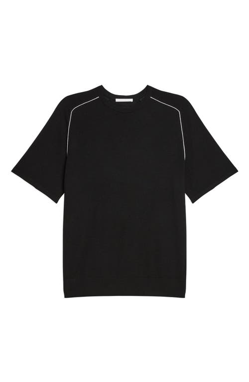 Helmut Lang Contrast Piping Wool T-shirt In Black