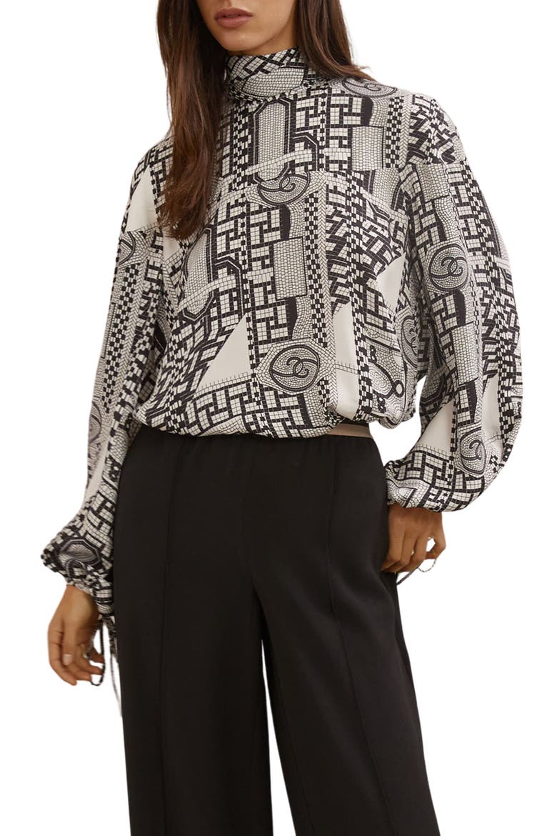 Harry Tile Print Top, Main, color, IVORY/ BLACK
