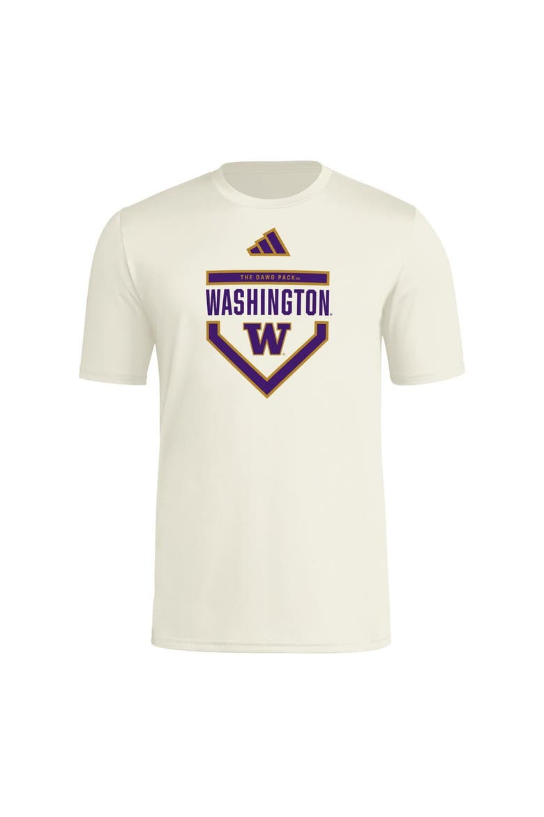 Men's adidas  Cream Washington Huskies Home Plate Pre-Game T-Shirt, Alternate, color, Cream