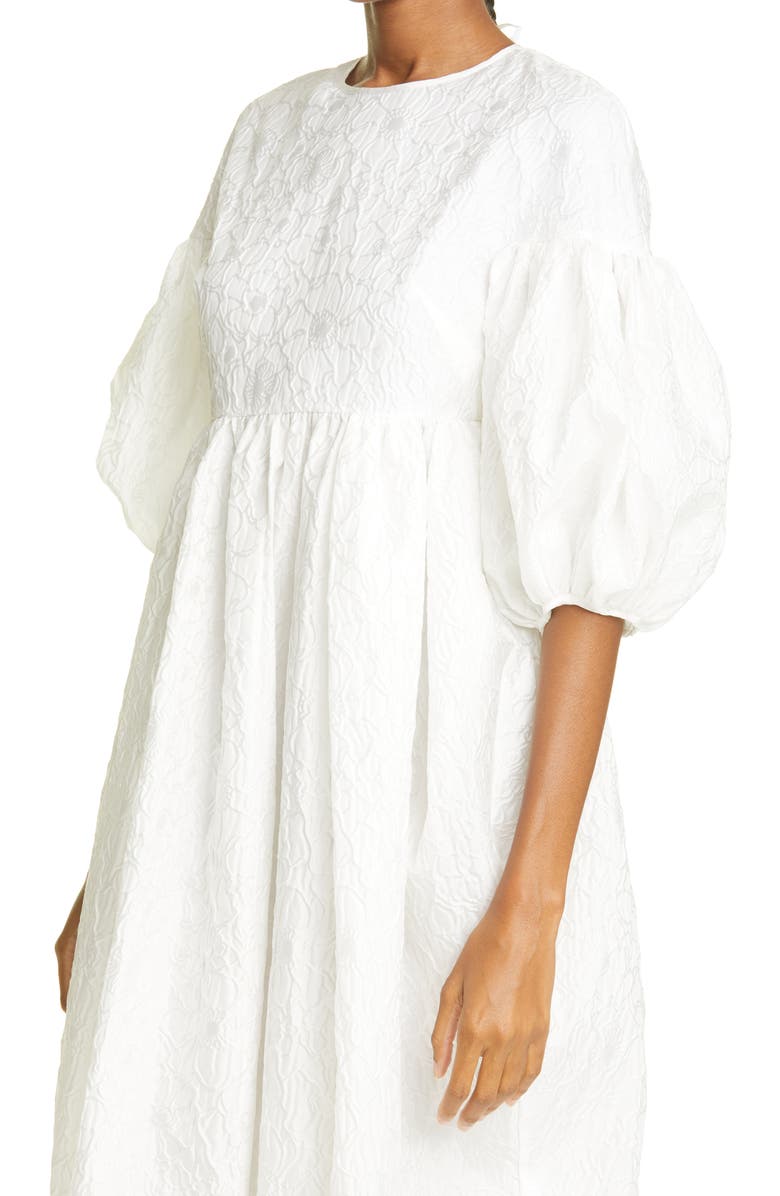 Cecilie Bahnsen Jeanne Puff Sleeve Matelassé Midi Dress, Alternate, color, 
