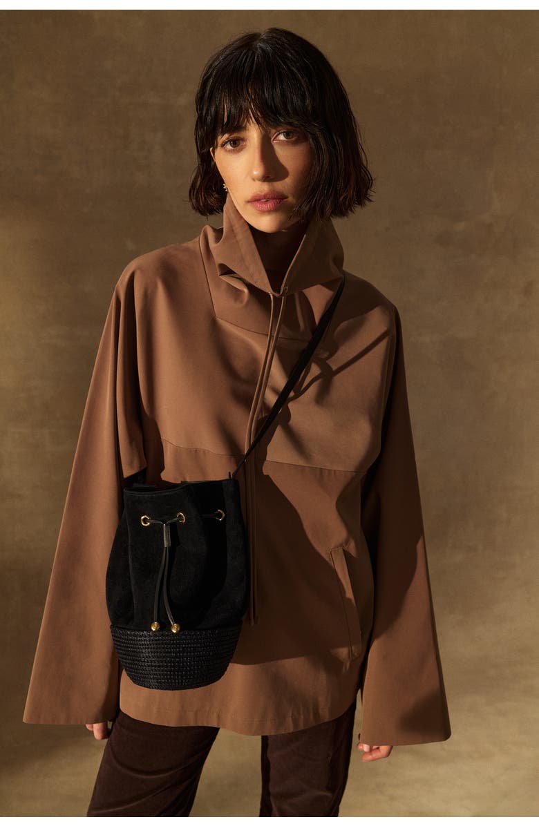 Cesta Collective Suede and Sisal Drawstring Bucket Bag, Alternate, color,