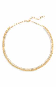 Nordstrom Cubic Zirconia Border Tile Necklace