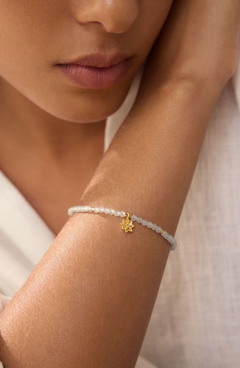 Satya Jewelry Aquamarine Lotus March Birthstone Bracelet, Alternate, color, Blue