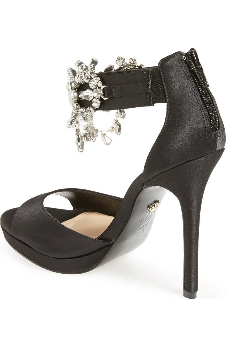Nina 'Fabiola' Satin & Crystal Ankle Strap Platform Sandal, Alternate, color,