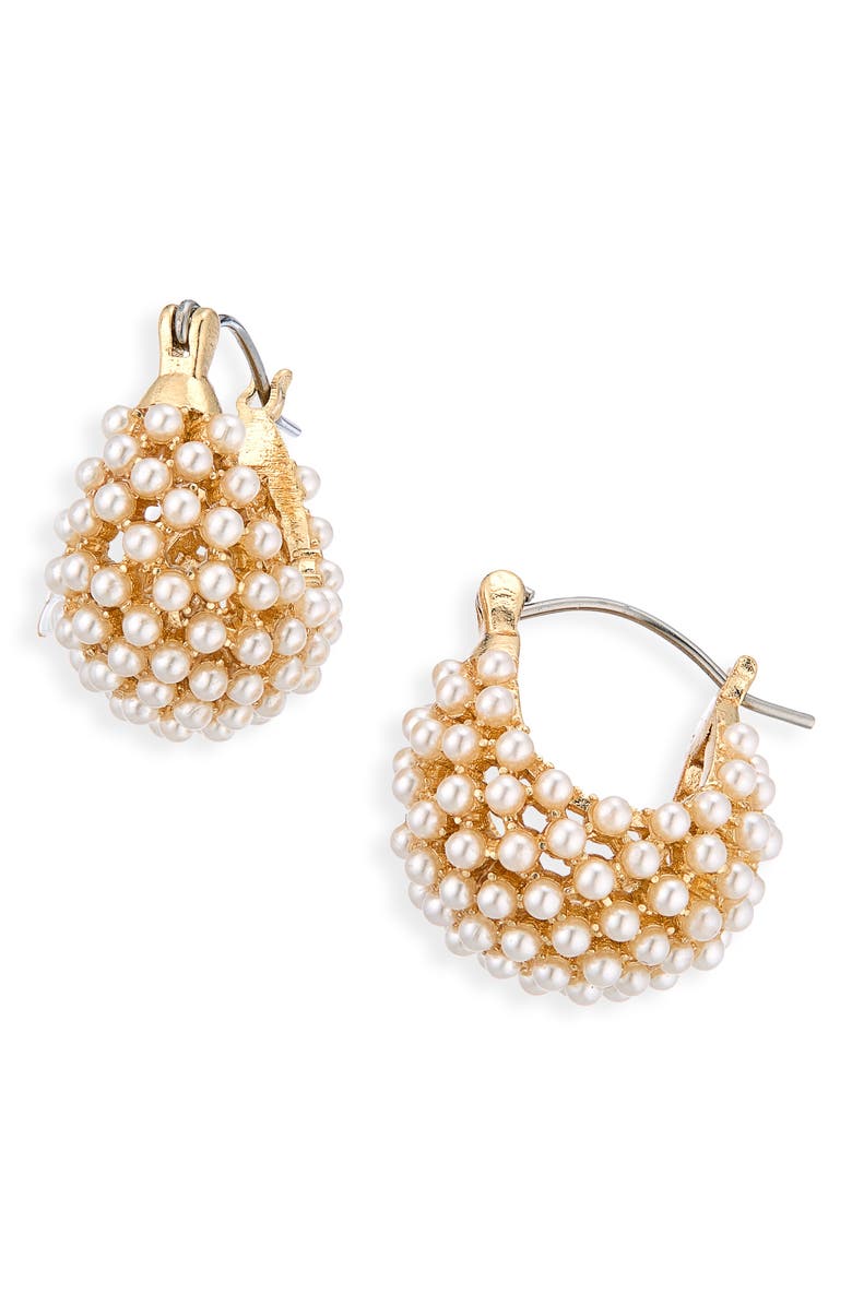 Cara Basket Faux Pearl Drop Earrings, Main, color, Gold/ Ivory