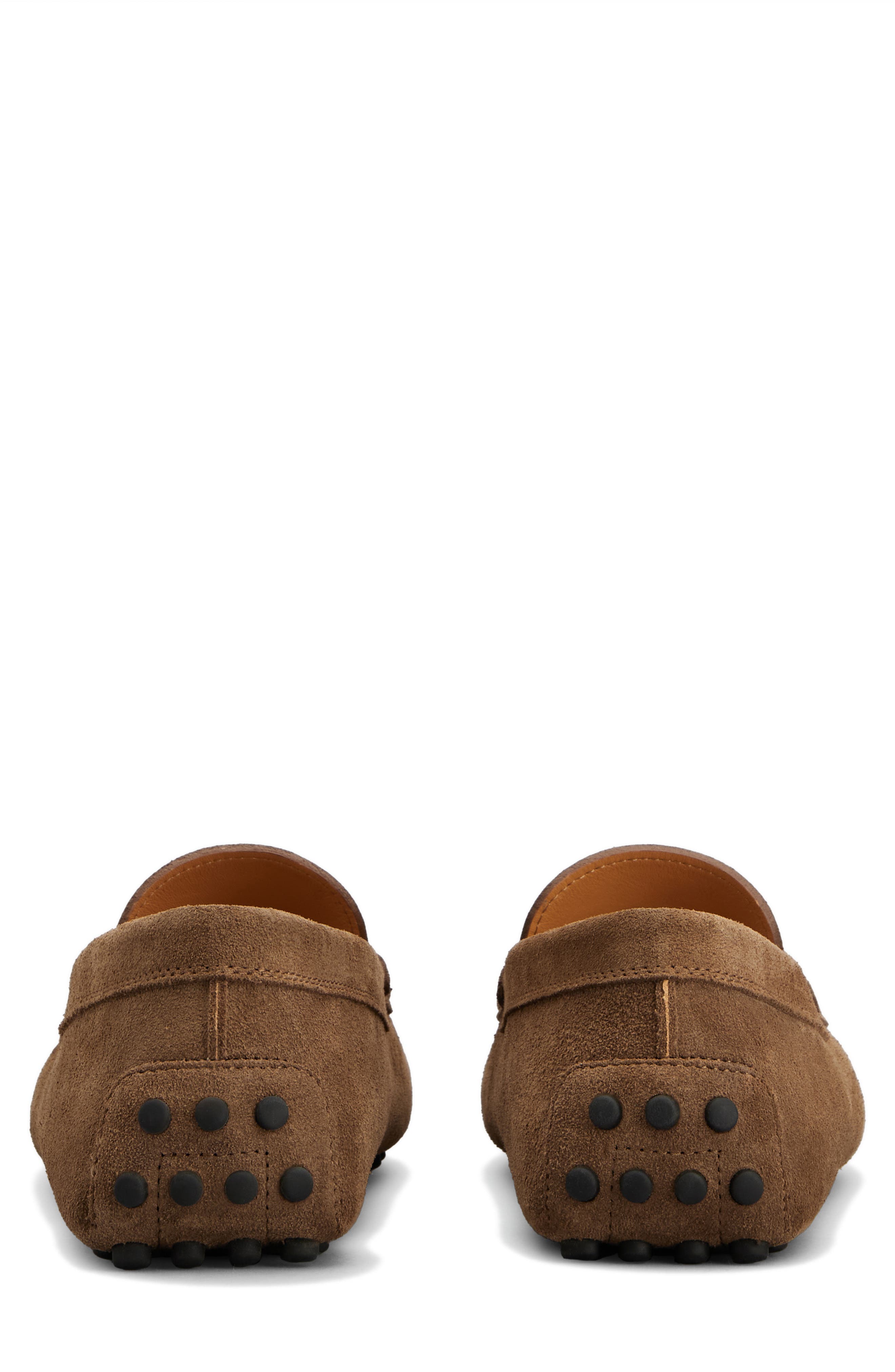 Tod's Calfskin Suede Driving Shoe, Alternate, color, Noce Chiaro