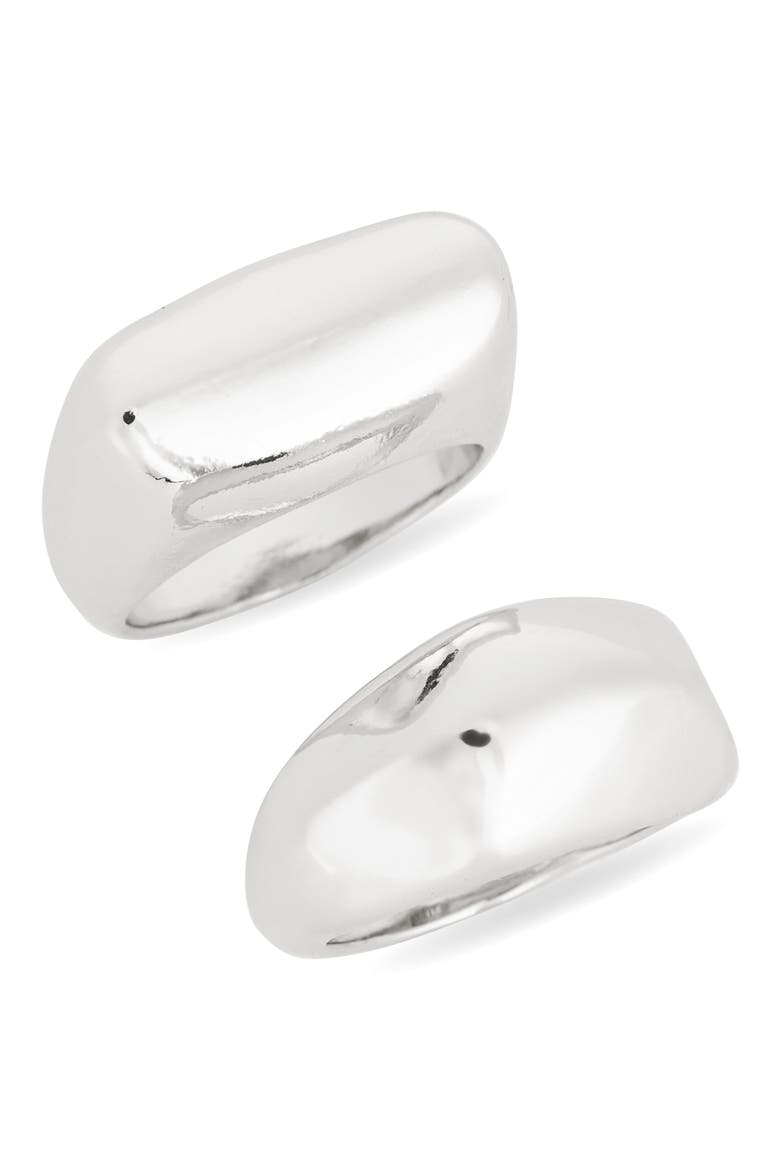 2-Pack Assorted Signet Rings, Main, color, SILVER