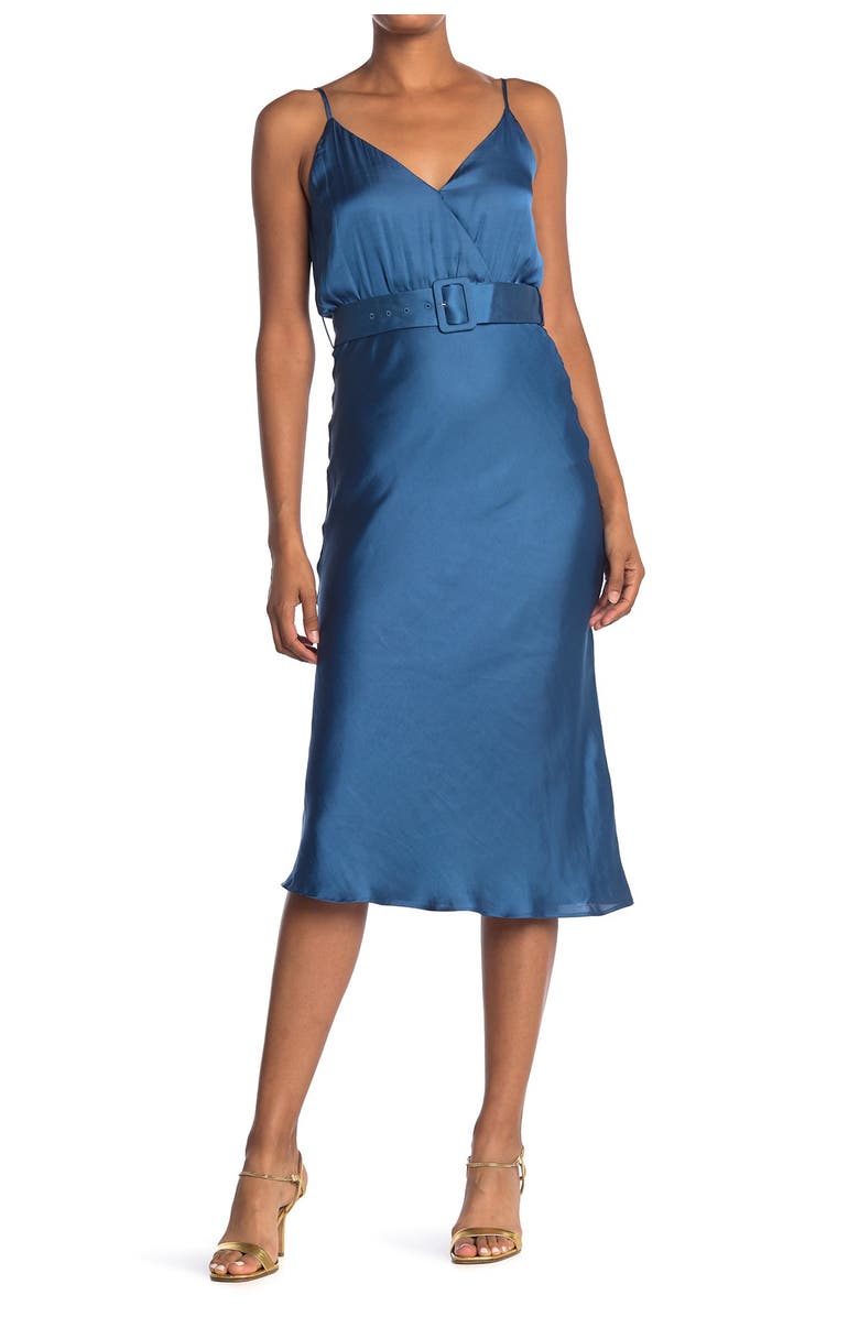 Bardot Reagan Belted Satin Slipdress, Main, color, 