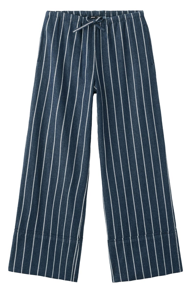 MANGO Stripe Drawstring Pants, Alternate, color, Open Blue