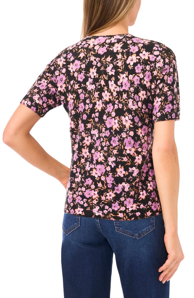 CeCe Print Short Sleeve Sweater, Alternate, color, 